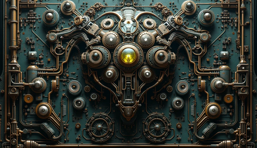 motherboard, steampunk, giger, ultra definido y detallista