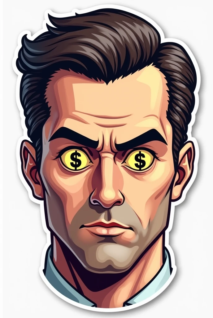 Vector image sticker of dollar eyes face of an executive man