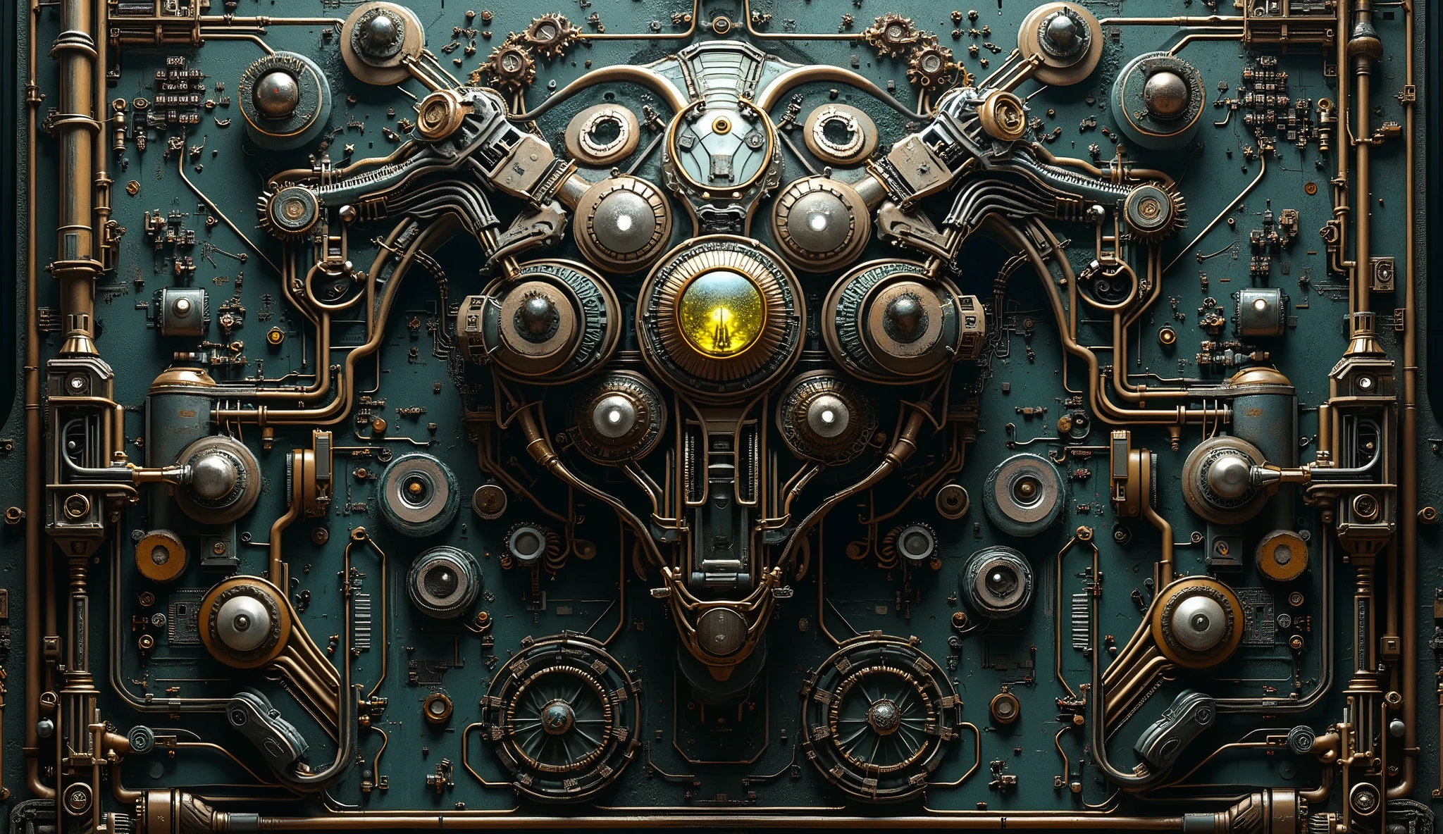 motherboard, steampunk, giger, ultra definido y detallista