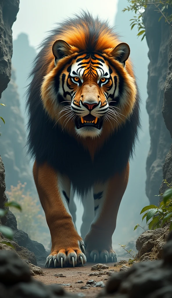 A dangerous and monsterous hybrid animal of combination of tiger and lion

