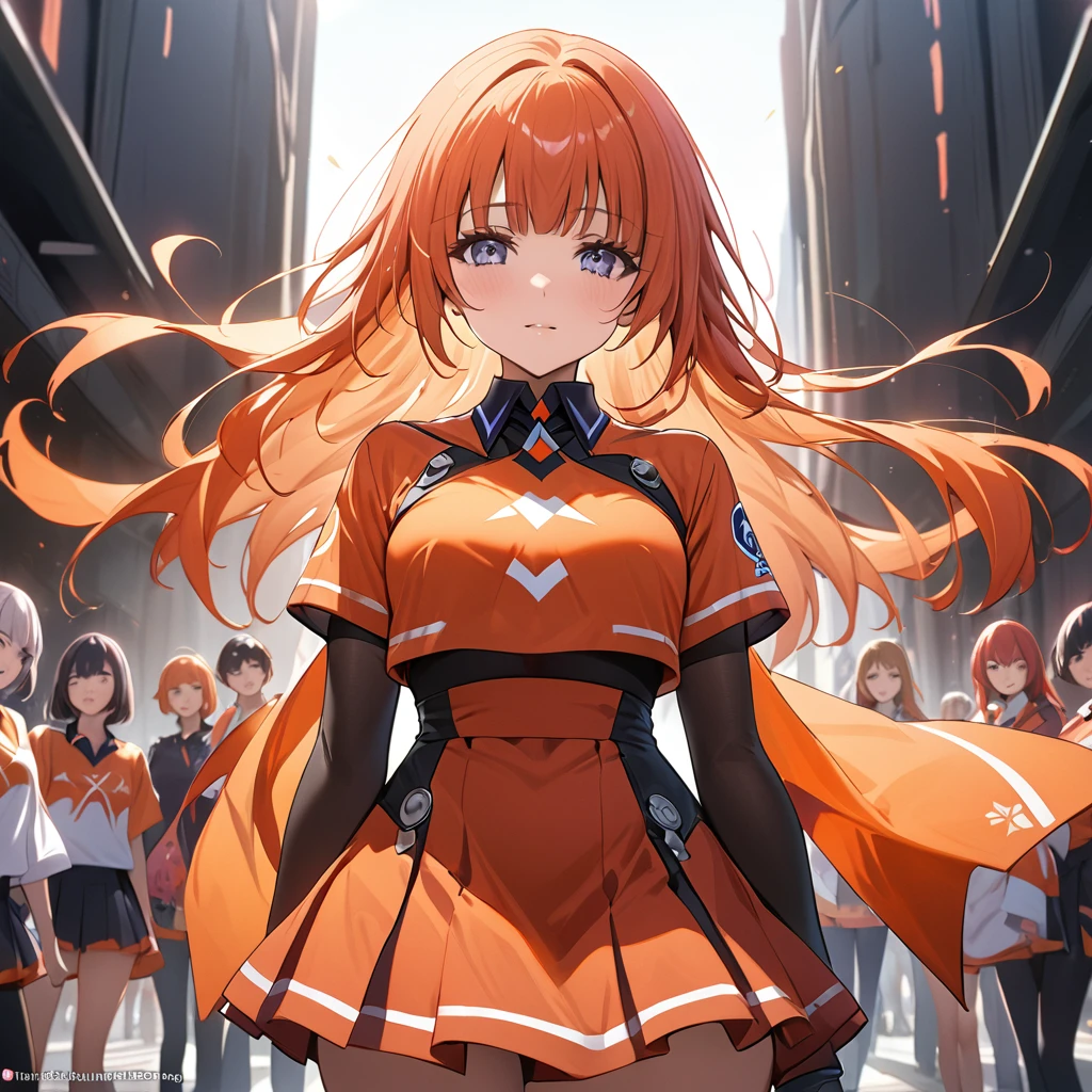 ((Highest quality)), ((masterpiece)), (detailed), (Perfect Face)、The woman is Reika Aoki, a member of the Flare Gang, with semi-long hair.、The woman is a Team Flare underling and is wearing a Team Flare underling outfit.