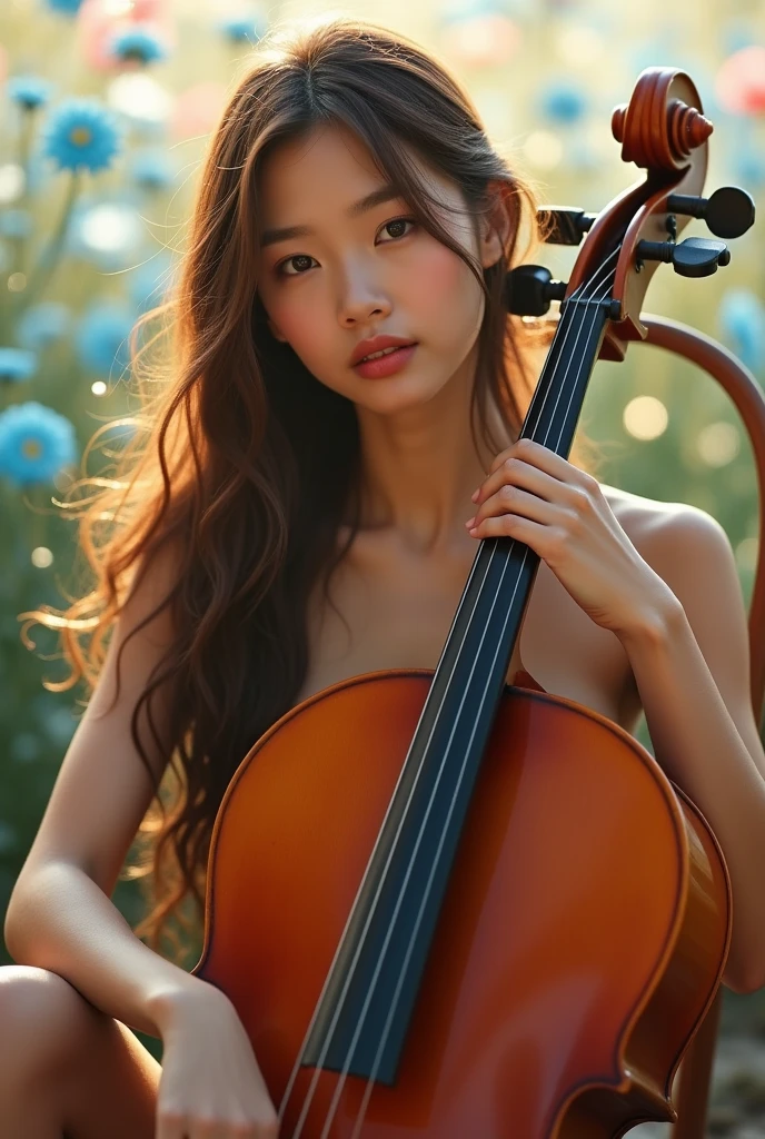 1girl, best quality, 8k, masterpiece, playing violin, violin, autumn, fallen leaves, off-shoulder top, sleeveless, stand, boot,<lora:violin_v6:0.68>