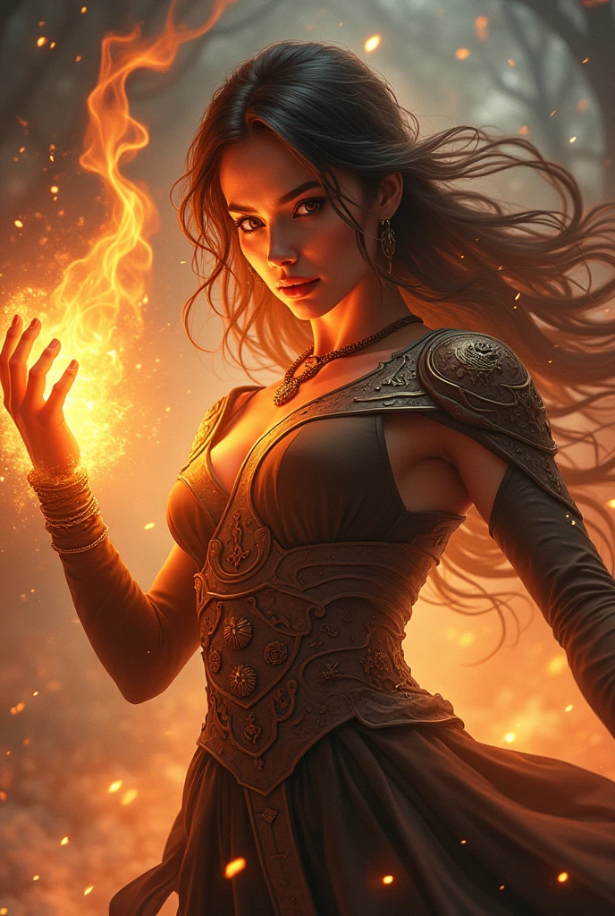 woman sexy  fire fist magi
