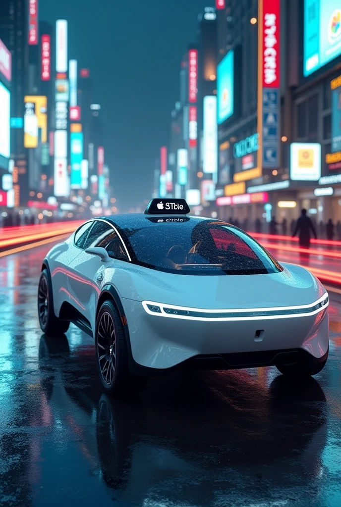 White cyber truck+taxi + iPhone
