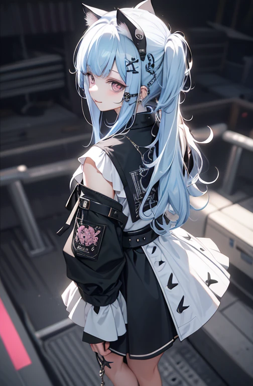 A deep blue-haired girl wields the Heavy Thrusting Swords from within the Elden Ring in a reverse grip.