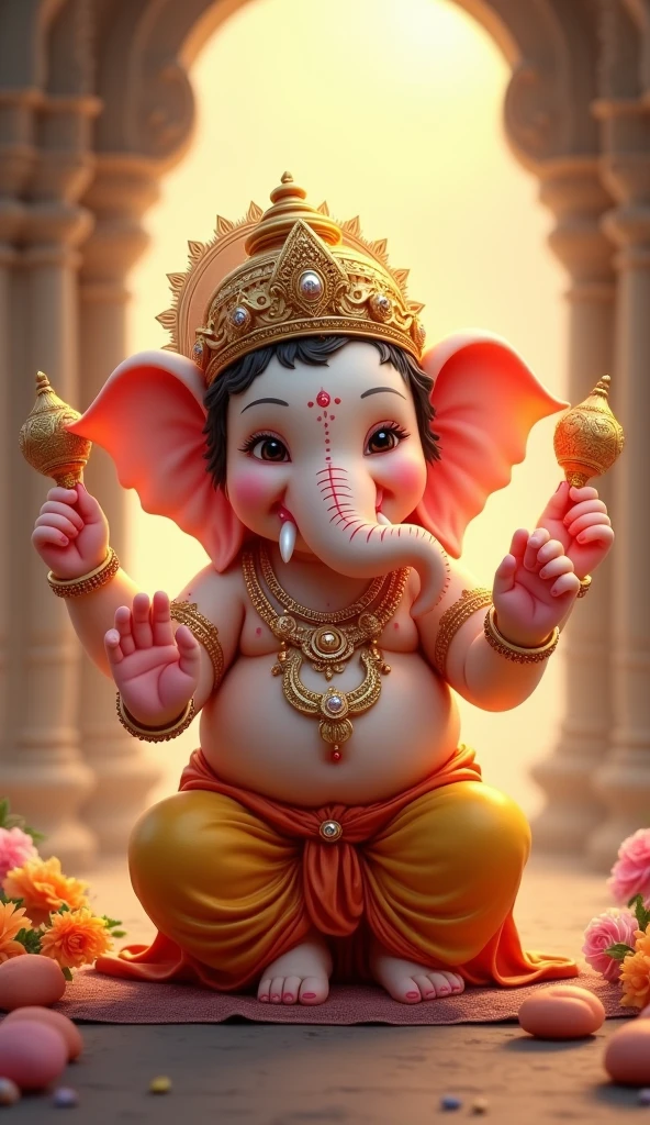 cute little bal ganesh ji wiyh madak in hand
