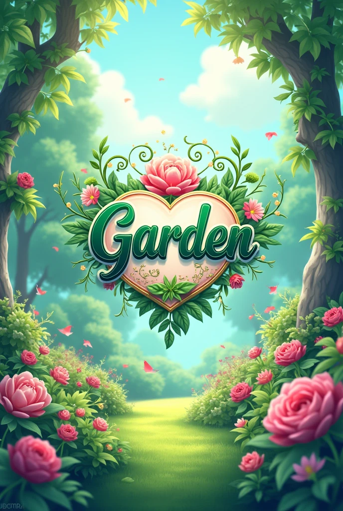 That image you just made, remove the boy and put a logo in the center of the image with the name GARDEN, in anime format