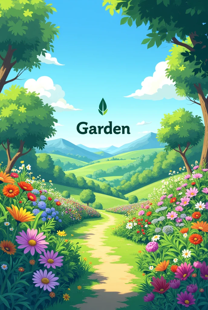 That image you just made, remove the boy and put a logo in the center of the image with the name GARDEN, in 2d anime format