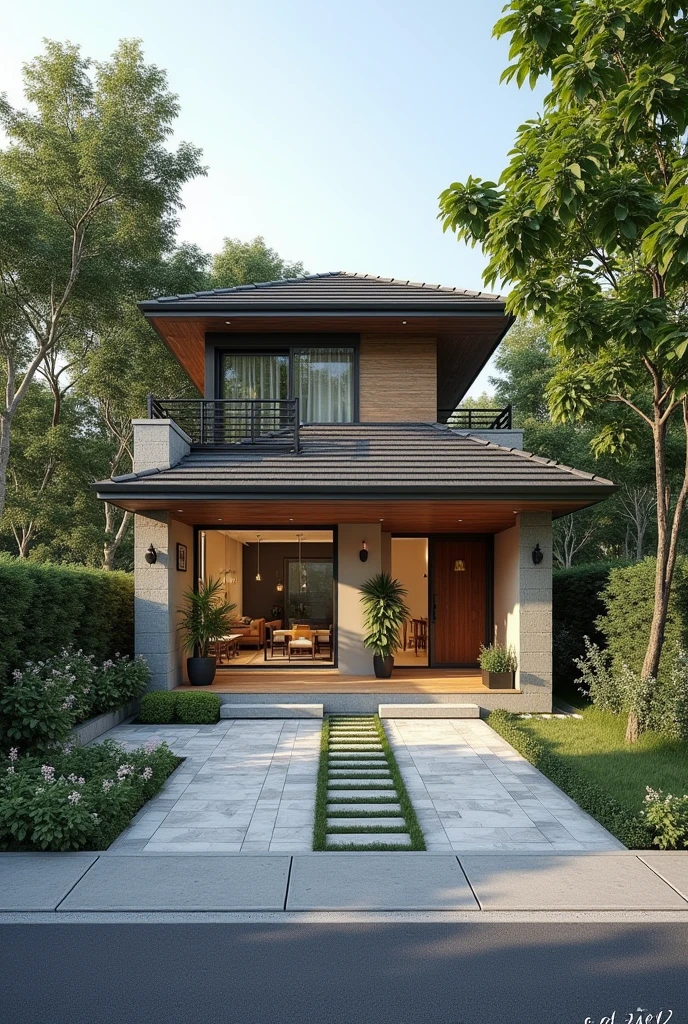 create me a plan for a house front yard which is 15 m wide and 4 meters long it has to take 2 cars and a small garden or place to stay and make barbecue the car gate is from the wide side of the yard