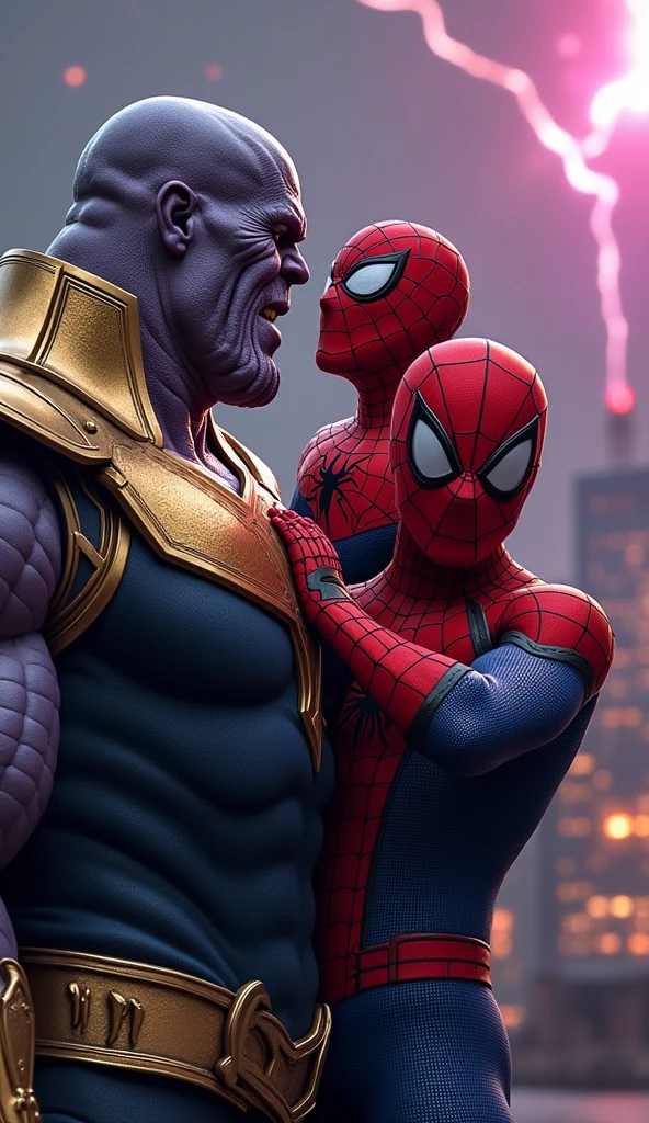 Thanos beating spider man 