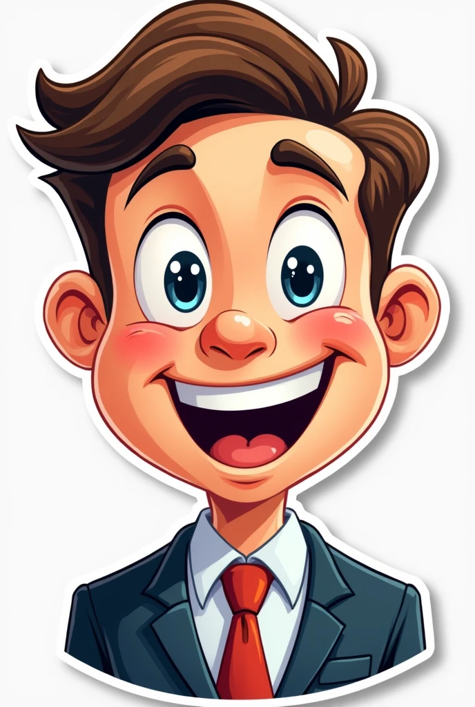 Vector image sticker face of a man with a suit and tie whistling with mouth happy cartoonistic realistic