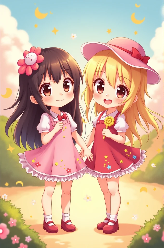 Two Beautiful Girls in Cartoon