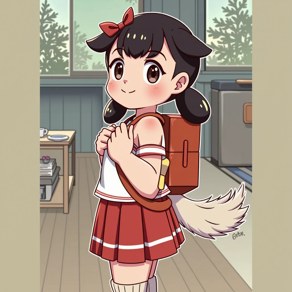 Double dumpling head, Dog ears, Animal ears mode, Blushing, Light smile, ribbon, illustration,