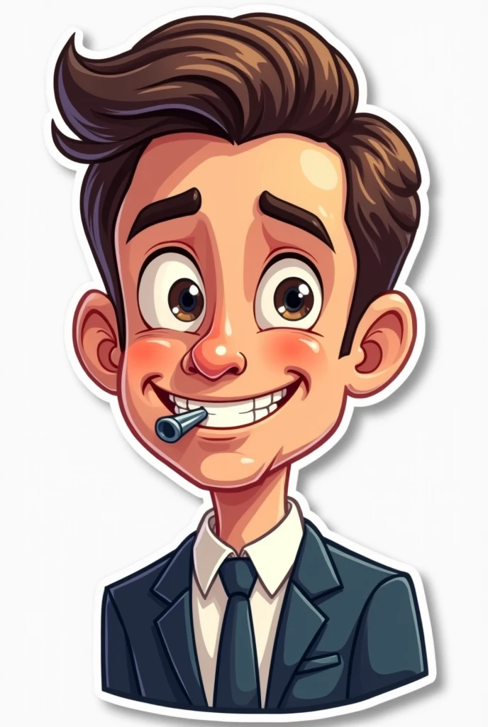 Vector image sticker face of a man with a suit and tie whistling using his mouth cartoonistic realistic Birthday