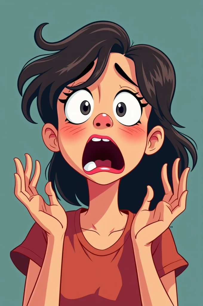 A Scared Woman in a Cartoon 