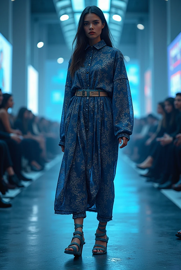 Design the home page of a digital fashion newspaper where there is an icon of a body scanner, There is also a fashion catwalk icon and an AI fashion item generator search engine..