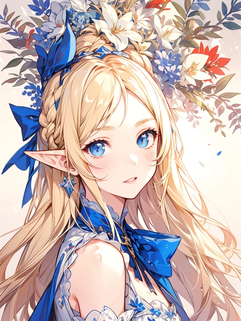 masterpiece, best quality, 1girl, ultra detailed, ultra highres, well-definded facial features, anatomically correct, cute girl, long pointy ears, elf, nice face,blonde hair, blue eyes, raising wine glass,