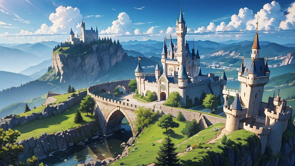 castle town, fantasy, castle, landscape
