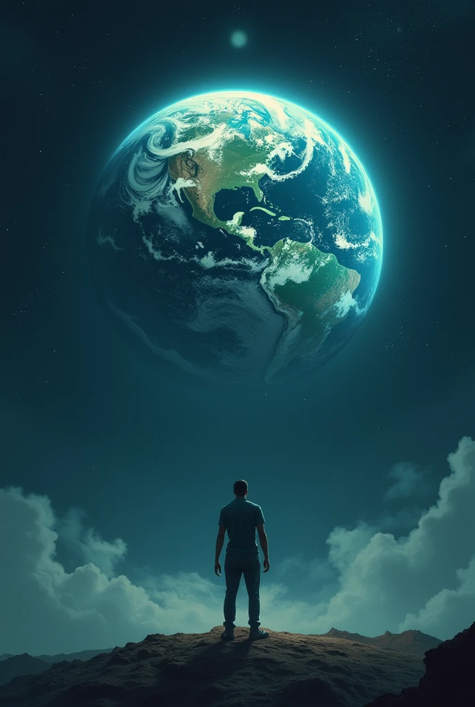 Earth in alone human back picture 