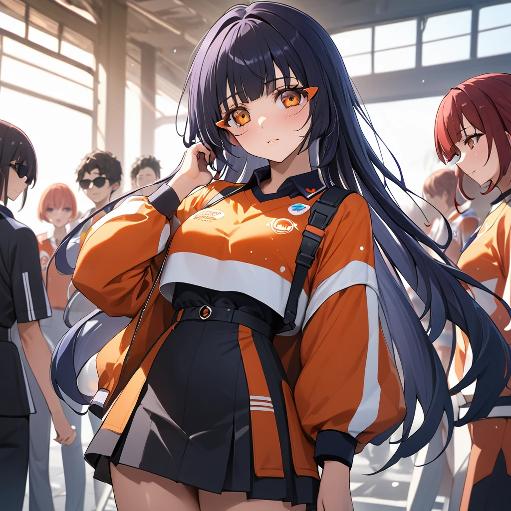 ((Highest quality)), ((masterpiece)), (detailed), (Perfect Face)、The woman is Reika Aoki, a member of the Flare Gang, with semi-long hair.、The woman is a loyal Team Flare underling who wears a Team Flare underling outfit, has a Team Flare hairstyle, and wears Team Flare tinted sunglasses.