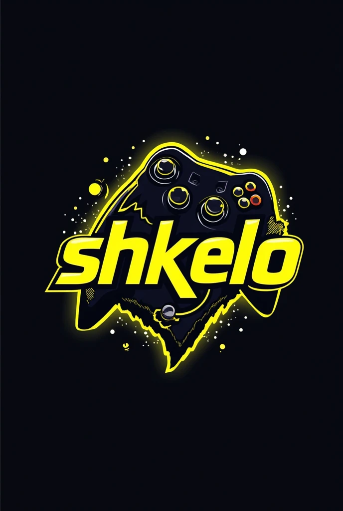 This is a gaming logo that features the name "Shkelo" in a futuristic font and a neon yellow color. and Boy Anime avtar, The logo also has a stylized controller icon and a YouTube play button in the background. The logo is designed to be attractive and eye- catching, and to appeal to gaming enthusiasts and YouTube viewers Ihone