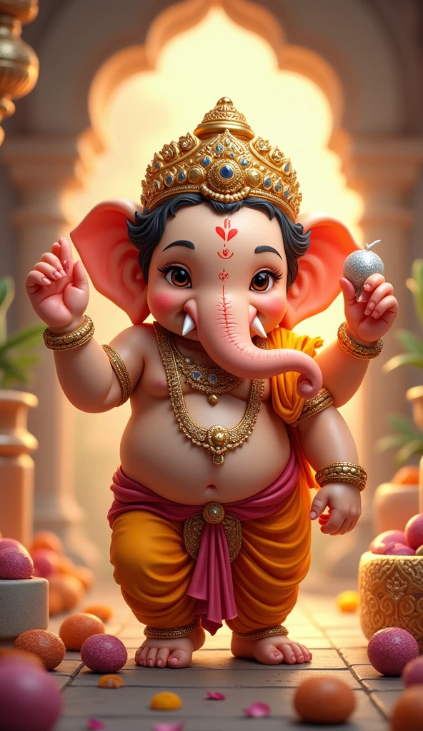 cute little bal ganesh ji wiyh madak in hand