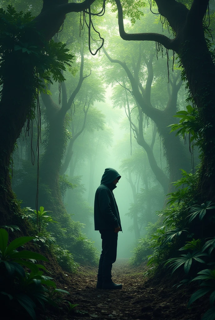 Big Jungle in a alone human with hoodie wearing