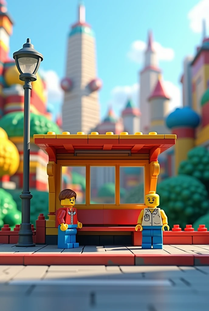 Bus stop made of lego