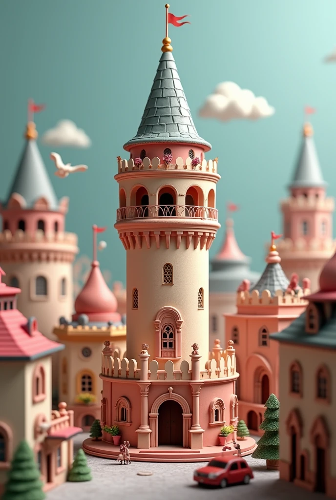 imagine Galata Tower in Istanbul as a cup cake
