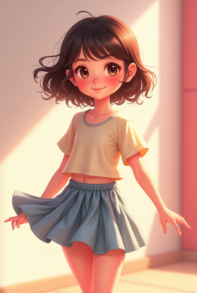 Young girl in mini skirt