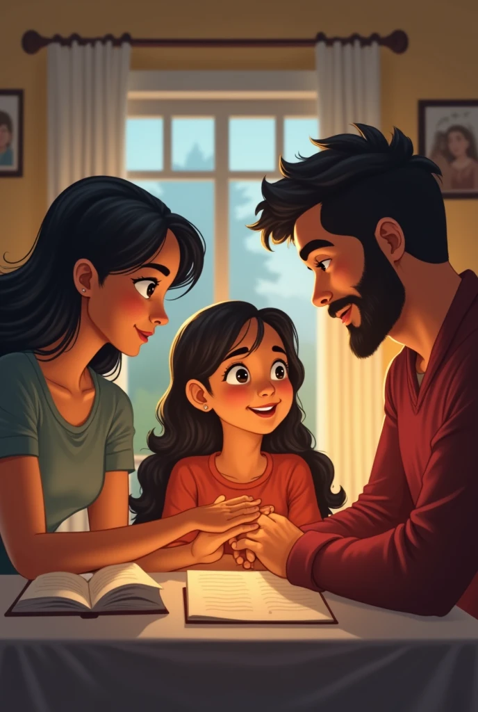 A student talks to his father mother 
