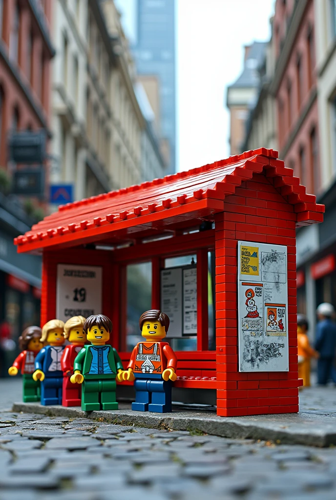 Bus stop made of lego in reality 