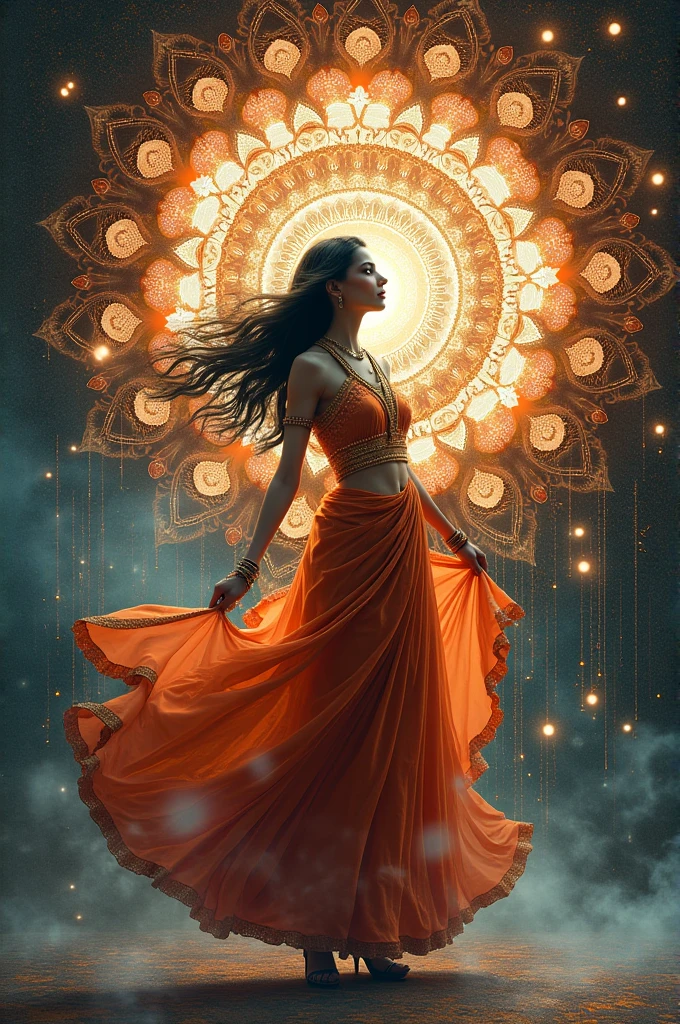 official art, unity 8k wallpaper, ultra detailed, beautiful and aesthetic, masterpiece, best quality, (zentangle, mandala, tangle, entangle), (fractal art:1.3) , 1girl, extremely detailed, dynamic angle, cowboyshot, the most beautiful form of chaos, elegant, a brutalist designed, vivid colours, romanticism, by james jean, roby dwi antono, ross tran, francis bacon, michal mraz, adrian ghenie, petra cortright, gerhard richter, takato yamamoto, ashley wood, atmospheric, ecstasy of musical notes, streaming musical notes visible and in Indian attire