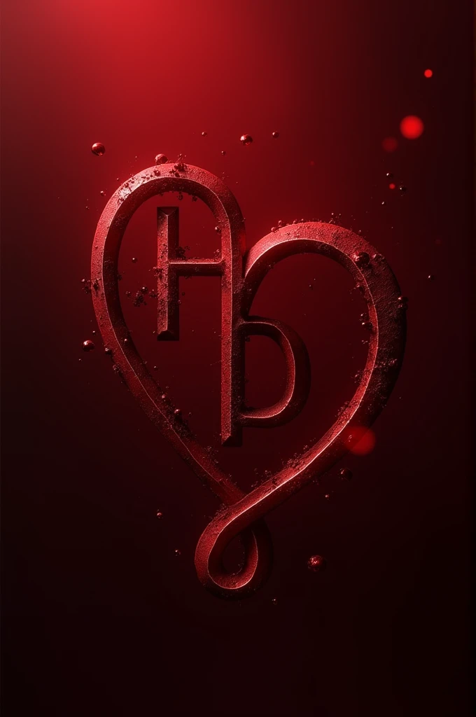 Create a love theme image with the letter H on one side and the letter D on the other. Should be dark red