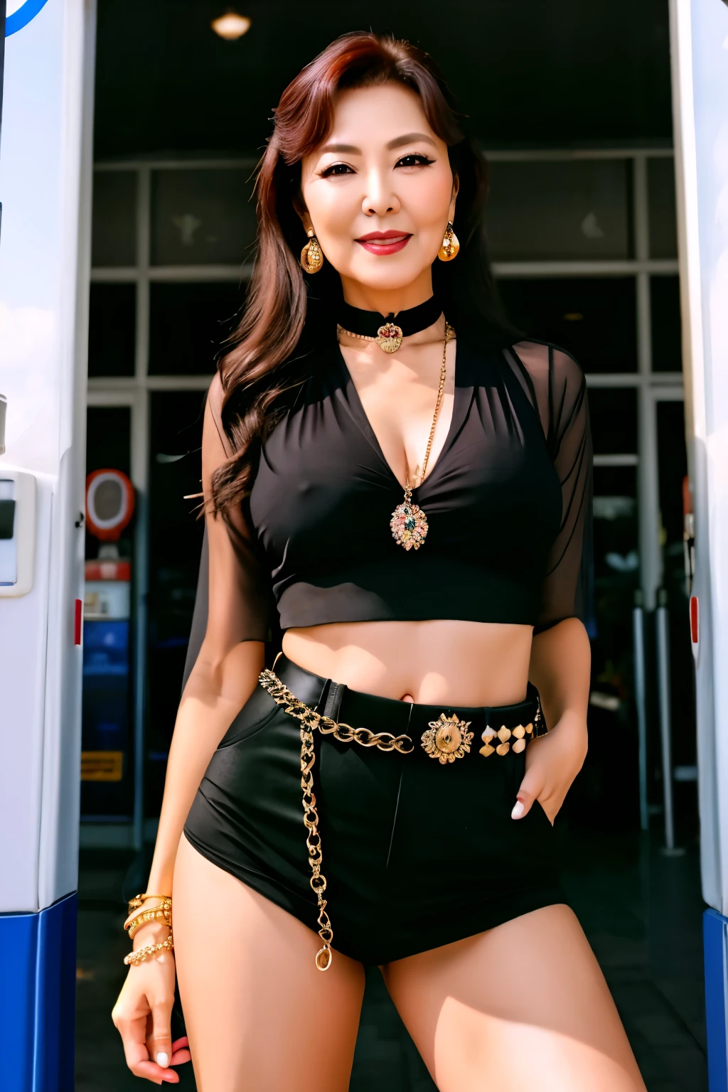 75 years old mom milf Korean, Lady large earring Big choker navel piercing decoration A bracelet realisitic Gorgeous Madame Beautiful Mature Woman sexly Smile Gentle woman navel piercing 4K High quality Gorgeous Madame Beautiful Mature Woman Chain belt