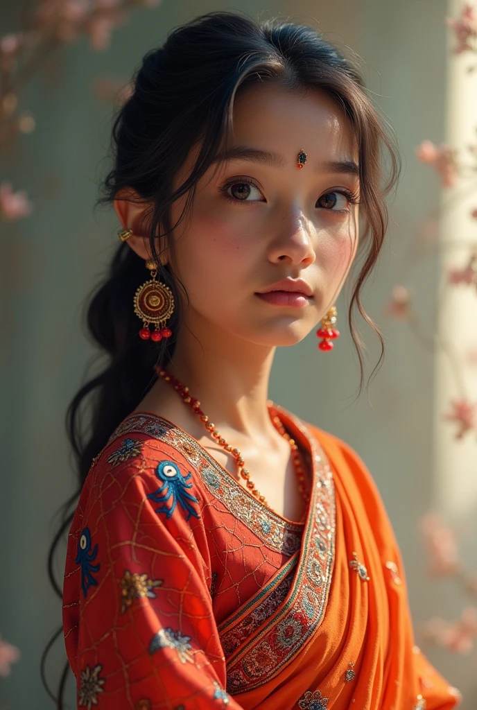 A girl wearing Indian suit with spiderman print