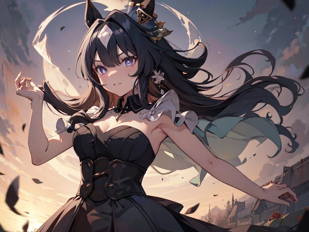 score_9,score_8_superior,score_7_superior,score_6_superior,score_5_superior,score_4_superior, Anime Vampire Princess, Long white hair, Gothic style, Roses in hair, Thick black eyelashes, White glowing iris, Light blue dress, digital figure, Gothic Renaissance, Perfect Anatomy, Centered, Approaching perfection, dynamic, Very detailed, Gothic styleの城の詳細な背景, Blood, Smooth, Sharp focus, figure,,Glitter