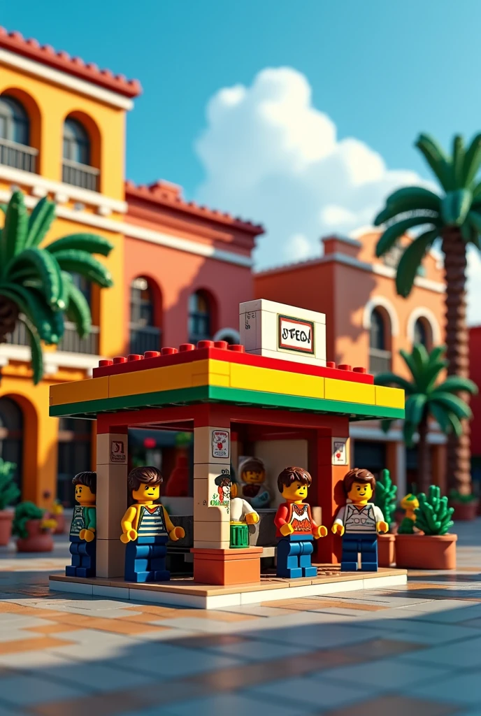 Lego bus stop in Mexico in reality
