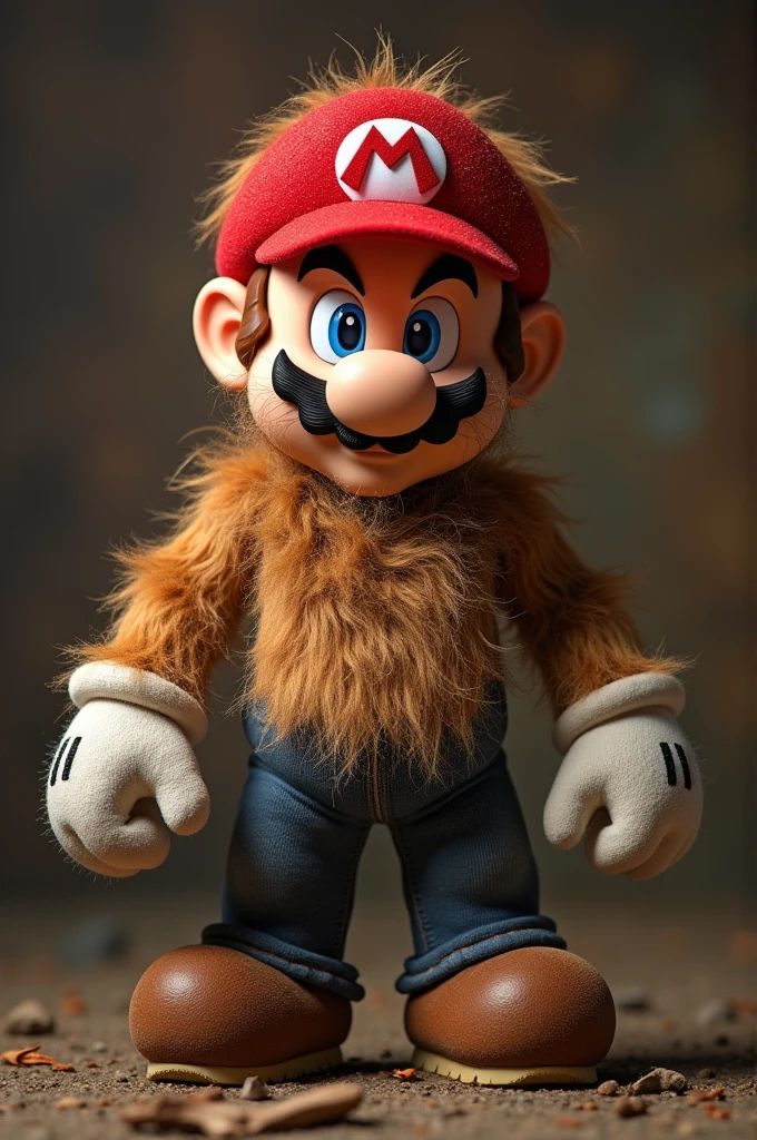 Image of very hairy naked Mario bros with big hairy cock