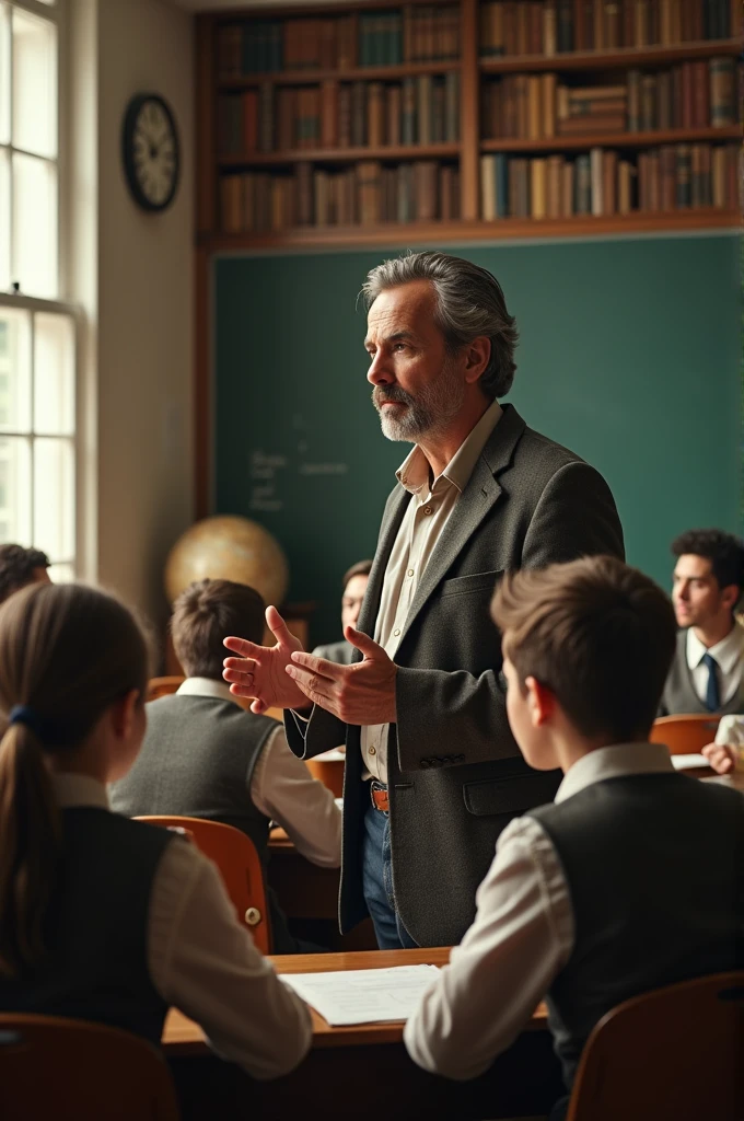 A astatic man is teaching 