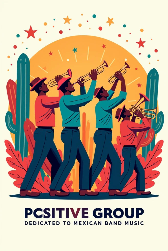 Create a logo that says Positive Group dedicated to Mexican band music