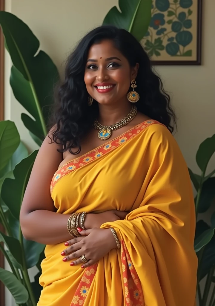 A srilankan 3 curvy women wearing a jeans and top