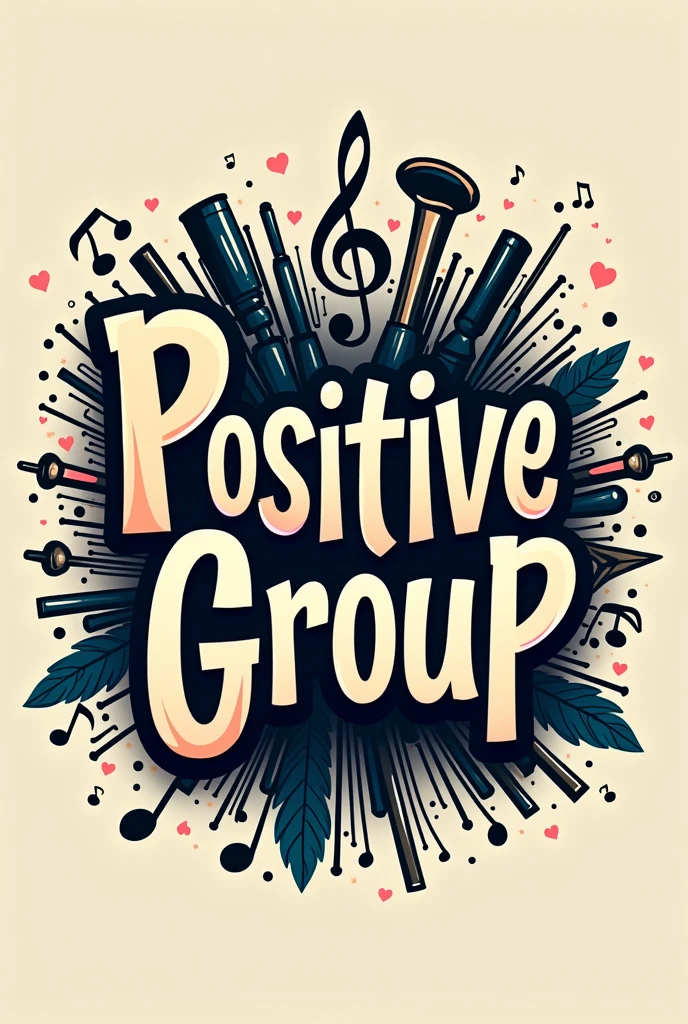 Create a logo that says Positive Group dedicated to band music