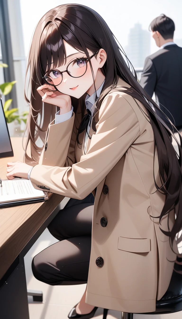 woman、manager、suit、Glasses、pumps、Long Hair、High resolution、beautiful photo