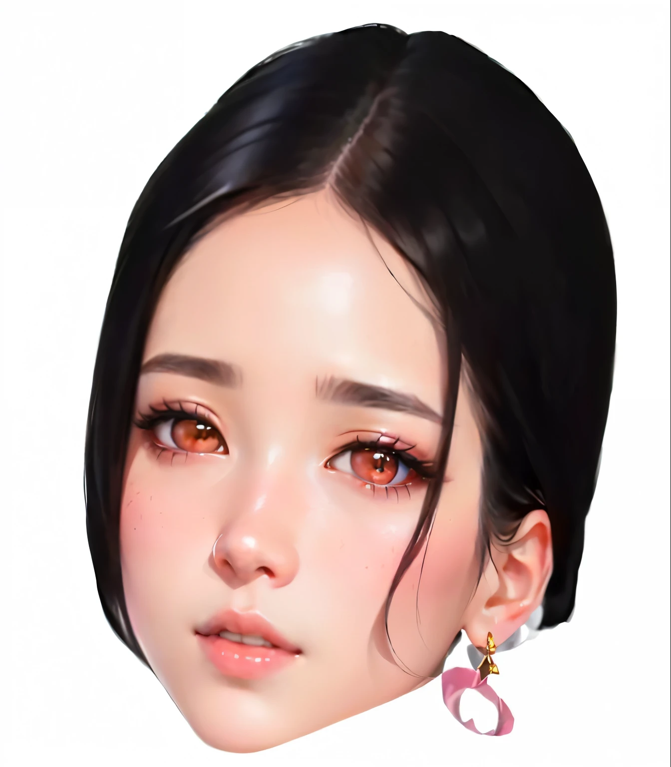 a close up of a woman with a black hair and a pink dress, kawaii realistic portrait, portrait jisoo blackpink, realism artstyle, inspired by Sim Sa-jeong, realistic anime 3 d style, artwork in the style of guweiz, realistic artstyle, made with anime painter studio, trending on cgstation, detailed face of a asian girl, realistic. cheng yi