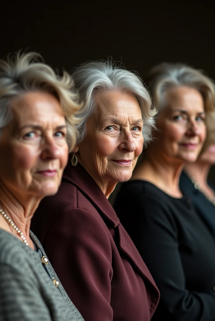 photography of a 5 woman, with blonde hair and little grey hair, wearing closed clothes and a few wrinkles and elegant vibes