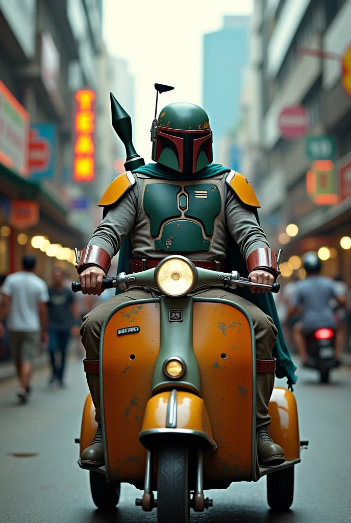 Boba Fett riding a tuktuk in Manila、Star Wars、movie、Mandaean、