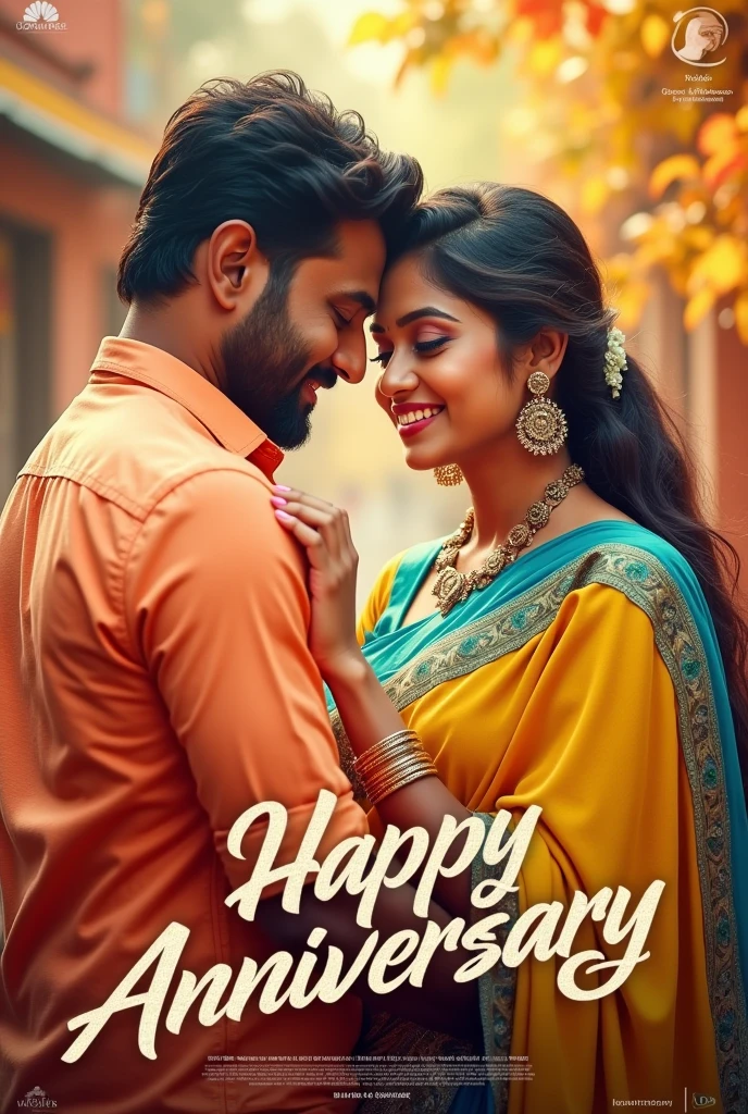 real young couple, "Sadre" and "Shabina" stand together, both 20 years old, joyfully celebrate Indian Independence Day. They are wearing indian 
outfit and Sadre is written on boy's outfit and Sabina written on girl's outfit. Above them, in the sky, the words "Happy Independence Day" 
are displayed in a bold font. The backdrop is filled with people celebrating, enhancing the festive and patriotic spirit of the day.make sure text should be correct.