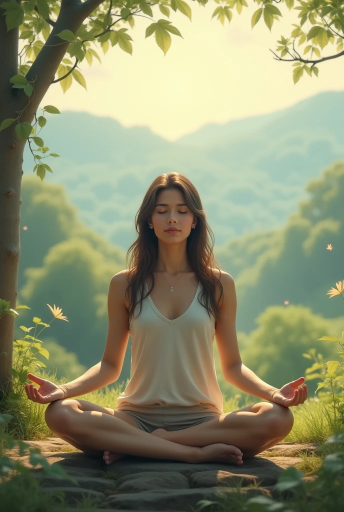 Woman meditating in the morning