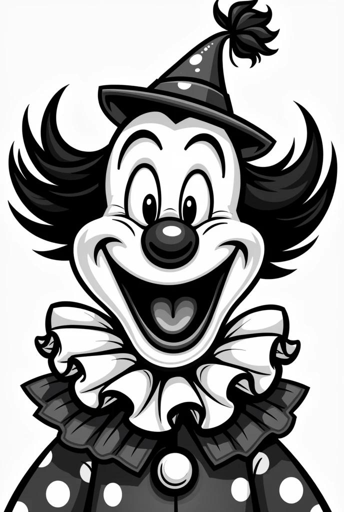 Clown black and white old school cartoon